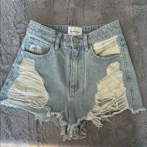 Abrand Blue Distressed Jean Shorts High-Waisted